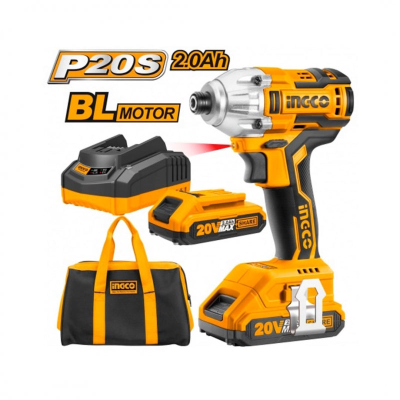 ATORNILLADOR IMPACTO INGCO 20V INALAMBRICO #CIRLI2002 CON 2 BATERIAS CON 1 CARGADOR (C)