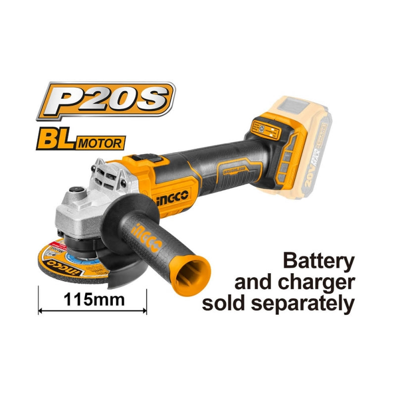 ESMERIL ANGULAR INGCO INALAMBRICO 20V SIN BATERIA SIN CARGADOR #CAGLI201158 (C)